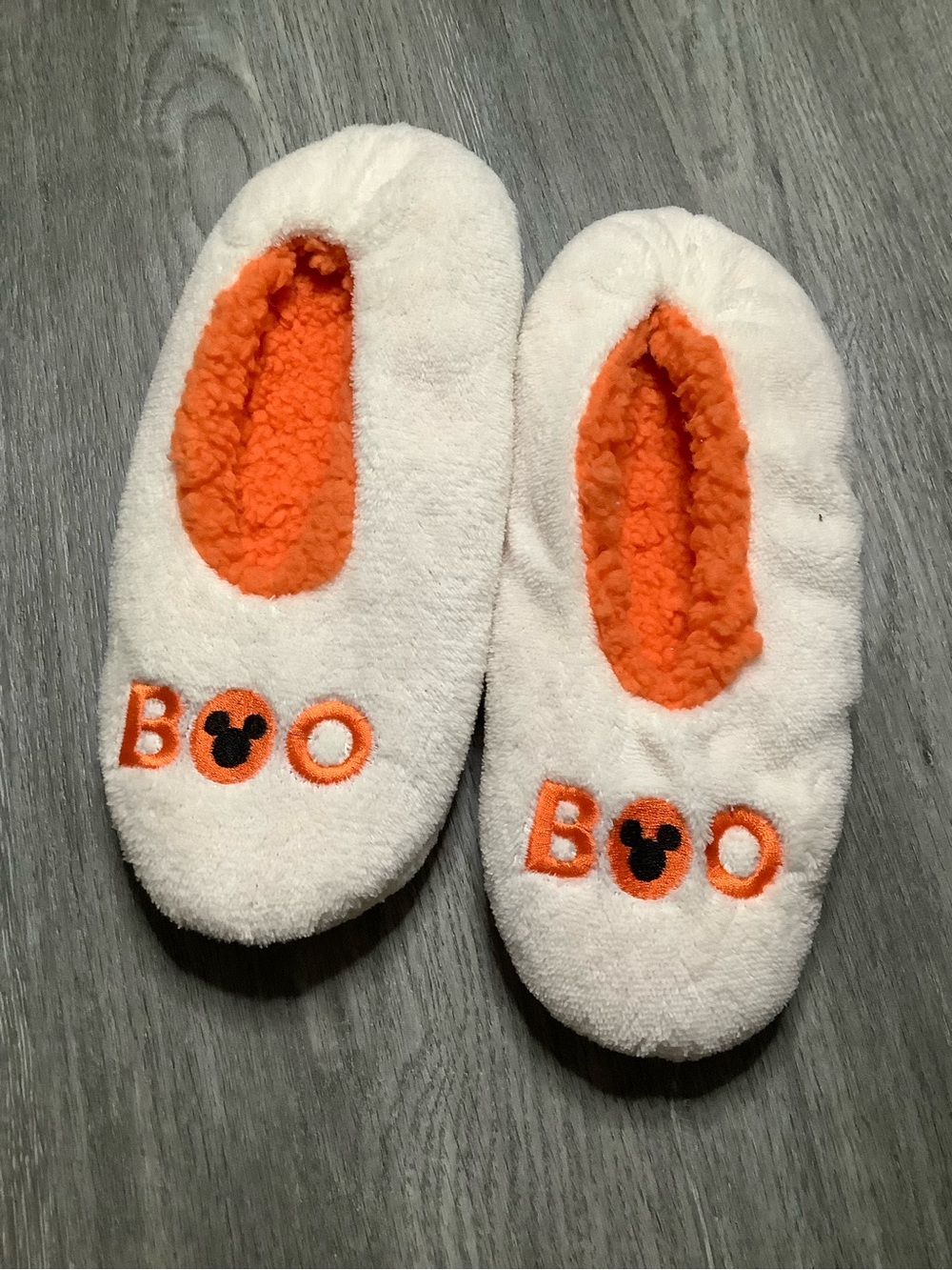 Disney White & Orange 'BOO' Plush Women Slip-On Slippers